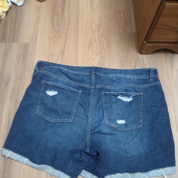 Maurices Dark Blue Distressed Jean Shorts - Picture 5 of 8